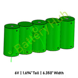 6v Sub-C row of 5 Battery Pack
